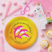 Splashing Good Birthday Dansende Roze Dolphins Papieren Bordje (Feest)