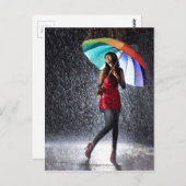 Splashing in de regen briefkaart (Voorkant / Achterkant)