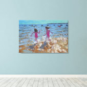 Splashing in het zee Clacton. 2014 Canvas Afdruk (Insitu (Houten vloer))