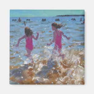 Splashing in het zee Clacton. 2014 Magneet