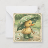 Splashing into Fun: Schattige eendenregen Notitiekaartje (Voorkant)