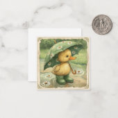 Splashing into Fun: Schattige eendenregen Notitiekaartje (Voorkant / Achterkant in situ)