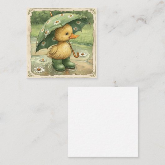 Splashing into Fun: Schattige eendenregen Notitiekaartje (Voorkant / Achterkant)