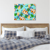 Splashing Koi Fish and Pond Lilies Canvas Afdruk (Insitu (Slaapkamer))