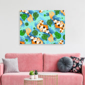 Splashing Koi Fish and Pond Lilies Canvas Afdruk (Insitu (Woonkamer))