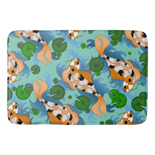 Splashing Koi Fish and Pond Lily Custom Badmat (Voorkant)