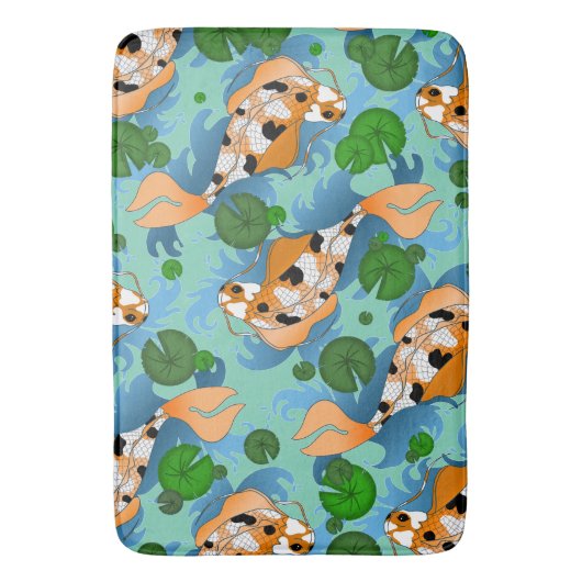 Splashing Koi Fish and Pond Lily Custom Badmat (Voorkant Verticaal)