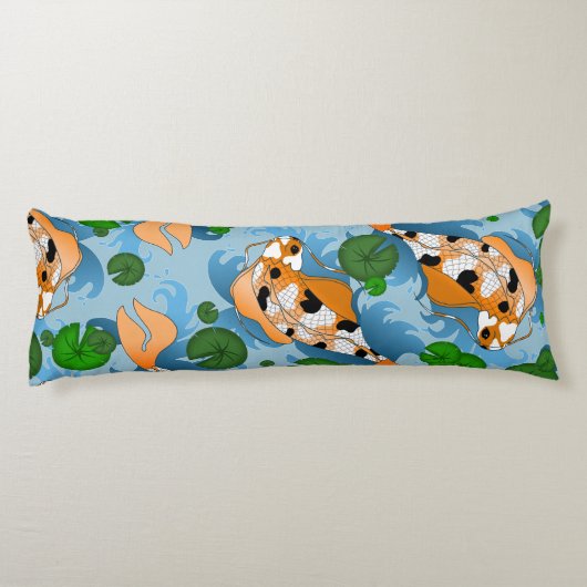Splashing Koi Fish and Pond Lily Custom Lichaamskussen (Achterkant)
