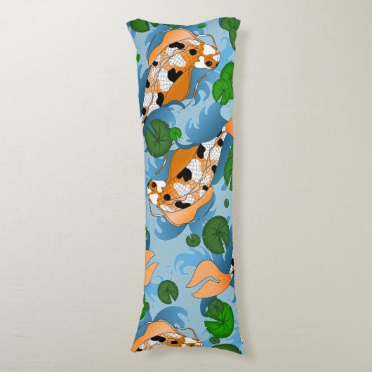 Splashing Koi Fish and Pond Lily Custom Lichaamskussen (Voorkant Verticaal)