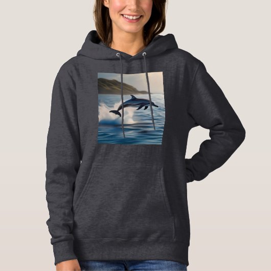 Splashing Leaping Dolphin: A Dance of Joy in Ocean Hoodie (Voorkant)