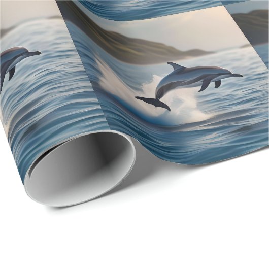 Splashing Leaping Dolphin: een dans van vreugde in Cadeaupapier (Rol Hoek)