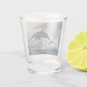 Splashing Leaping Dolphin: een dans van vreugde in Shot Glas (Achterkant)