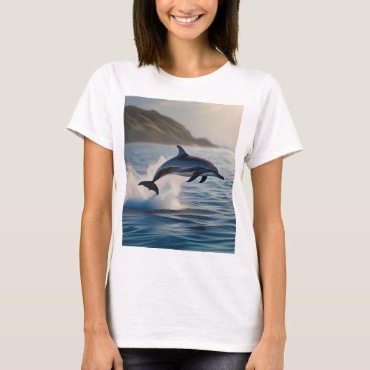 Splashing Leaping Dolphin: een dans van vreugde in T-shirt (Voorkant)