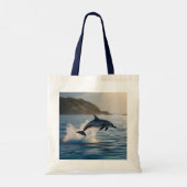 Splashing Leaping Dolphin: een dans van vreugde in Tote Bag (Achterkant)