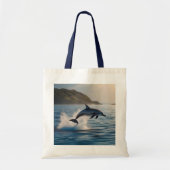 Splashing Leaping Dolphin: een dans van vreugde in Tote Bag (Voorkant)