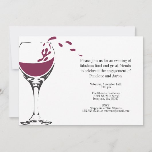 Splashing Merlot Party Invitation Kaart (Voorkant)