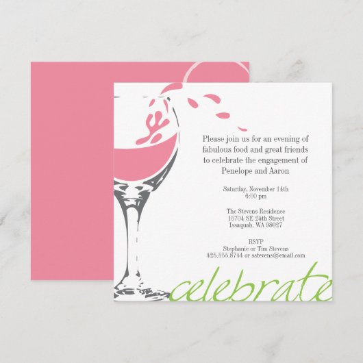 Splashing Merlot Party Invitation Kaart (Voorkant / Achterkant)