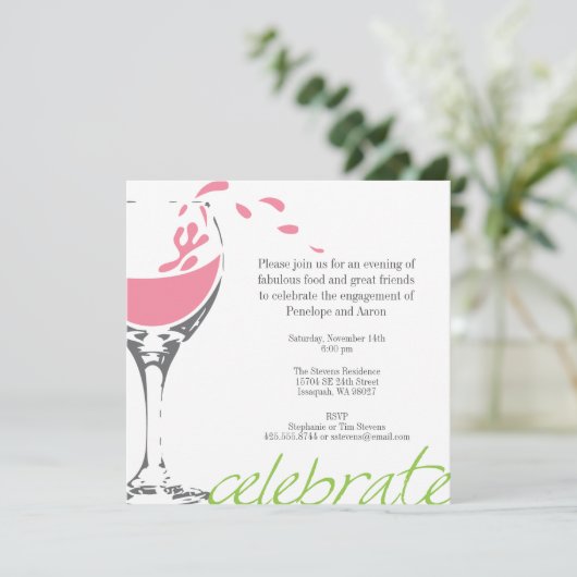 Splashing Merlot Party Invitation Kaart (Staand voorkant)