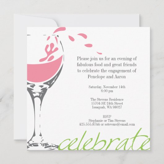 Splashing Merlot Party Invitation Kaart (Voorkant)