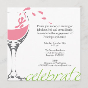 Splashing Merlot Party Invitation Kaart