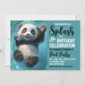 Splashing Panda Beer, Pool Party Verjaardag Kaart (Voorkant)