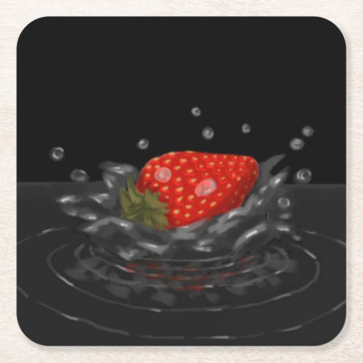 Splashing strawberry kartonnen onderzetters (Voorkant)