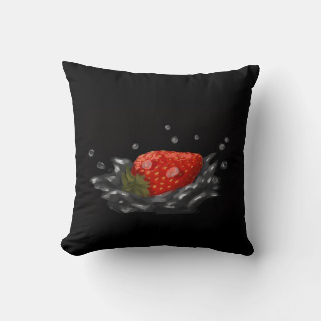 Splashing strawberry kussen (Voorkant)