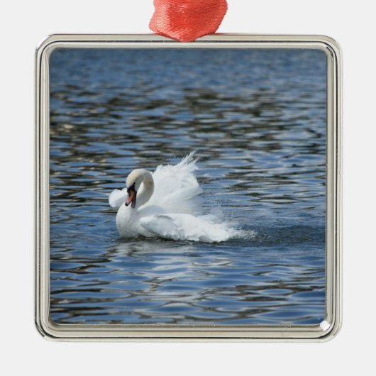Splashing Swan op het Morton-meer Metalen Ornament (Voorkant)