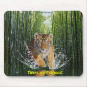 Splashing Tiger Cub & Bamboo Stream Mousemat Muismat (Voorkant)