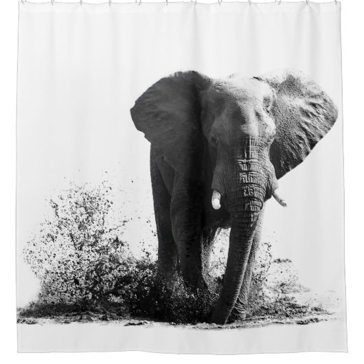 Splashing van het Elephant Shower Curtain Douchegordijn (Voorkant)