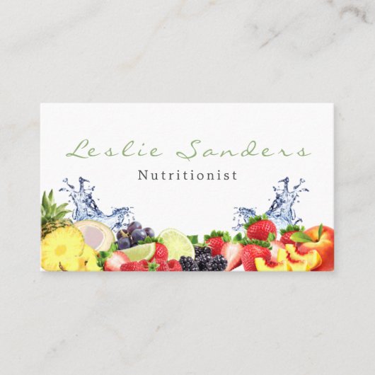 Splashing van water- en fruitnutritionistische cat visitekaartje (Voorkant)