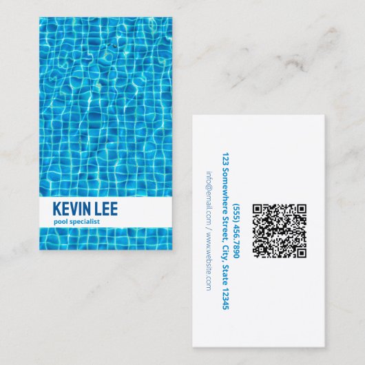 🏊♂️💦 Splashing Water Zwembad QR Visitekaartje (Voorkant / Achterkant)