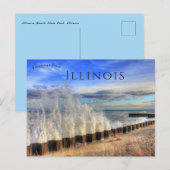 Splashing Waves bij Illinois Beach State Park Briefkaart (Voorkant / Achterkant)