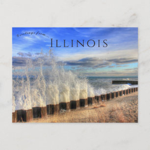 Splashing Waves in Illinois Beach State Park Briefkaart