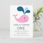 Splashing Whale Birthday Invitation Kaart (Staand voorkant)