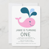 Splashing Whale Birthday Invitation Kaart (Voorkant)