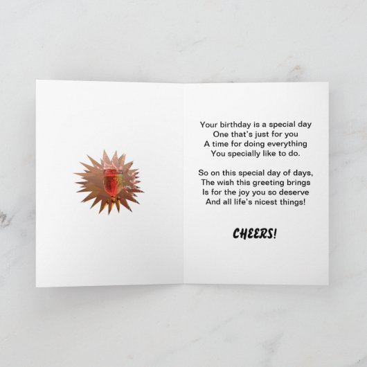 Splashing wijn 35ste verjaardag kaart (Binnen)