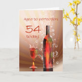 Splashing wine 54e verjaardagskaart kaart (Gele Bloem)