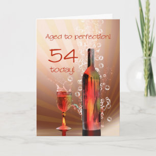 Splashing wine 54e verjaardagskaart kaart