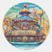 "SplashSpirits: Duik in Plezier met onze Water Amu Ronde Sticker (Voorkant)