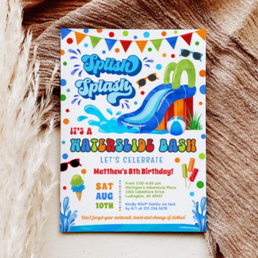 Splashtastic Waterglijbaan Feestje Jongens Verjaar Kaart