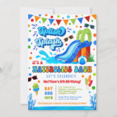 Splashtastic Waterglijbaan Feestje Jongens Verjaar Kaart (Voorkant)