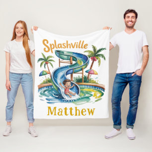 Splashville Water Slide Boy Verjaardag Party Gift Fleece Deken