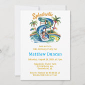 Splashville Water Slide Boy Verjaardagsfeestje Kaart (Voorkant)