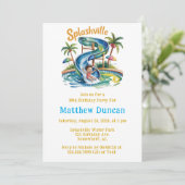 Splashville Water Slide Boy Verjaardagsfeestje Kaart (Staand voorkant)