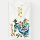 Splashville Water Slide Boy Verjaardagsfeestje Spandoek (Verticaal)