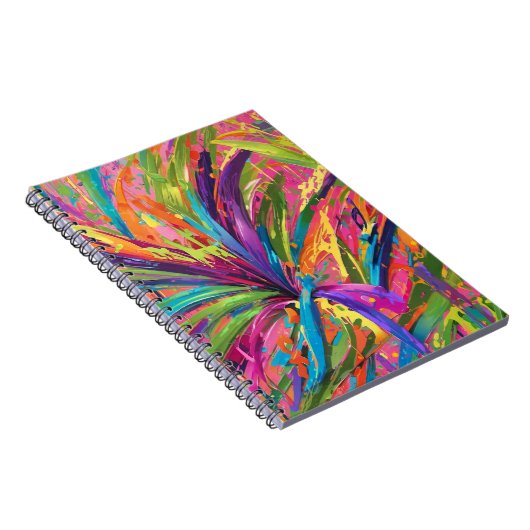 Splashy abstract art, bright cheery, modern notitieboek (Rechterzijde)