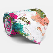 Splashy abstracte kunst roze aqua groen stropdas (Opgerold)