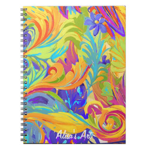 Splashy abstracte kunst vrolijke creativiteit notitieboek