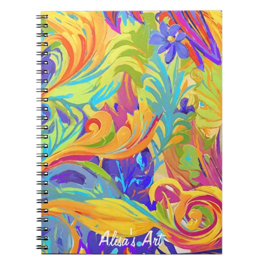 Splashy abstracte kunst vrolijke creativiteit notitieboek (Voorkant)